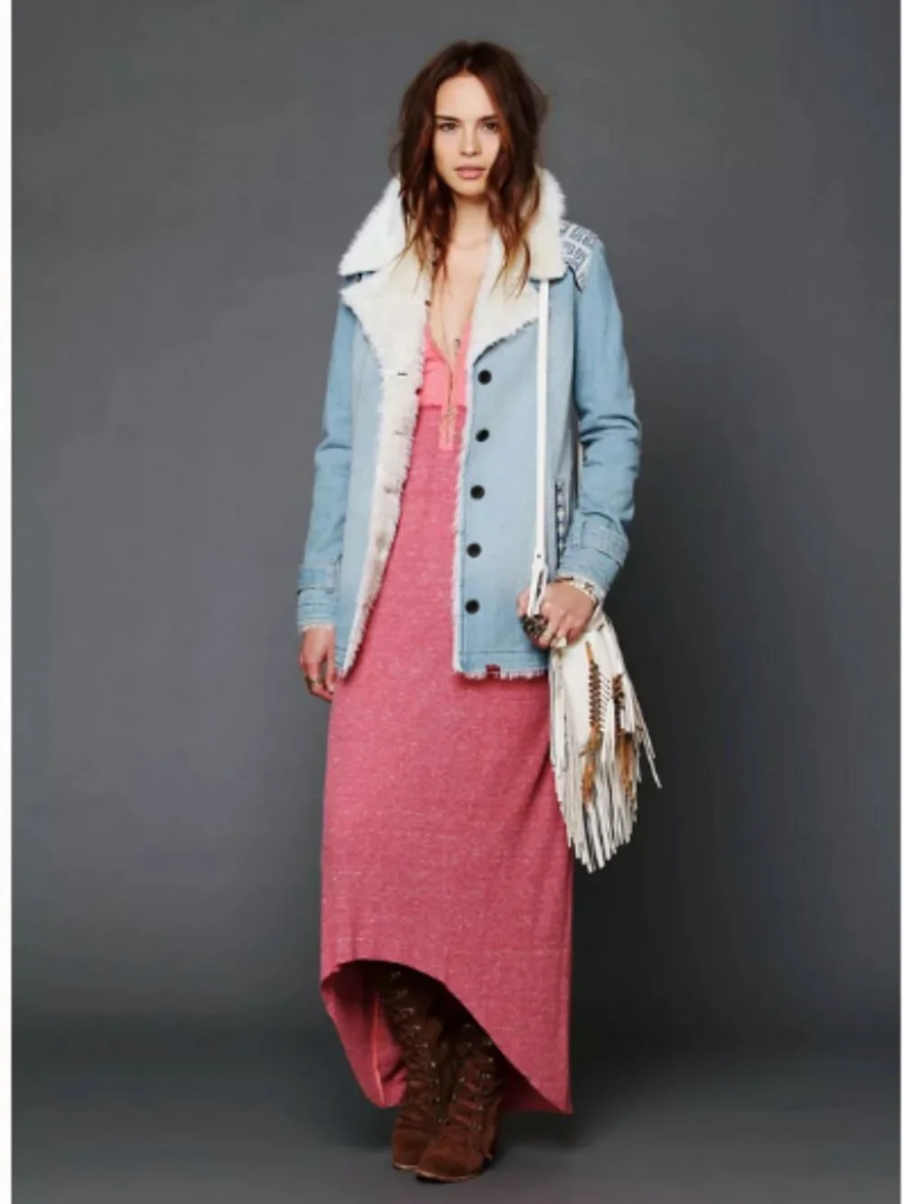 Free People Denim and Sherpa Jacket - Picture 6 of 16